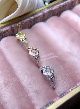 925银戒指空托 圆形5MM 镶嵌宝石女款开口银戒托