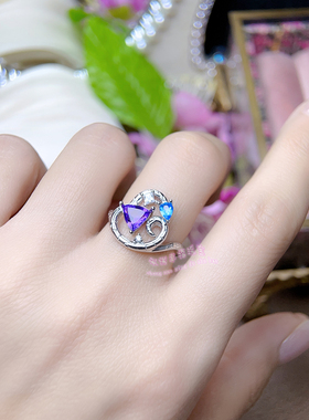 925银戒指吊坠空托 三角形6MM 镶嵌用银戒托吊坠套装银托