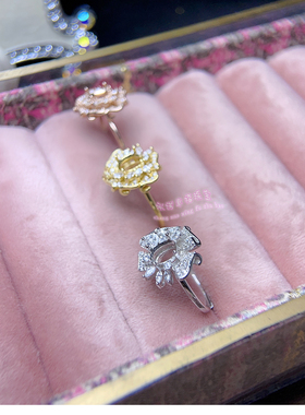 925银戒指空托 椭圆形5*7MM 女款镶嵌用银戒托空托