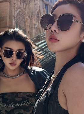 新款墨镜女复古大框眼镜防紫外线太阳镜女款圆脸显瘦高端时尚气质