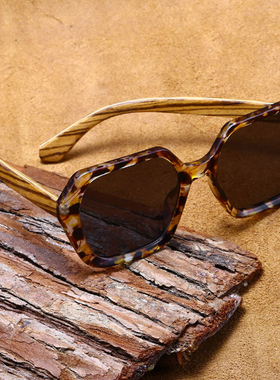 RD墨镜女2025新款偏光防晒防紫外线女款眼镜复古太阳镜竹木镜腿