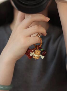 象牙果暴力熊手捻搭配紫檀南瓜珠提溜diy材料项炼佛珠钥匙扣手串