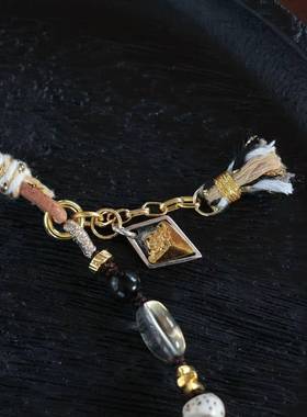 流体大漆锁骨链搭配天然水晶纯铜配饰diy手串配饰文玩配饰