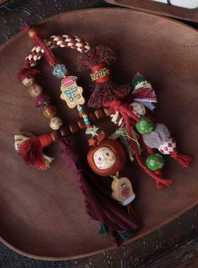 圣诞风紫檀星星人彩虹木星星人搭配黄金檀彩绘装饰日常氛围感挂件