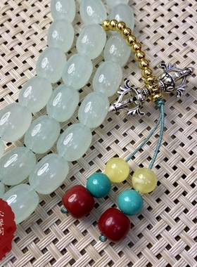 文玩佛珠雪巴琉璃脖挂佛珠搭配红绿灯尼泊尔风格民族风配饰项链