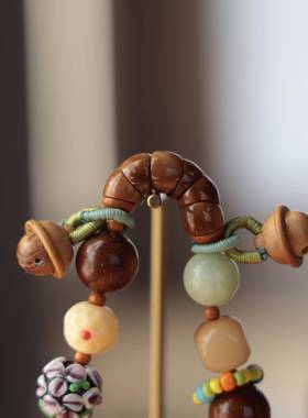 原创多宝串儿搭配菩提根柿子方糖紫金鼠库克大肠桃木铃铛芭比檀呱