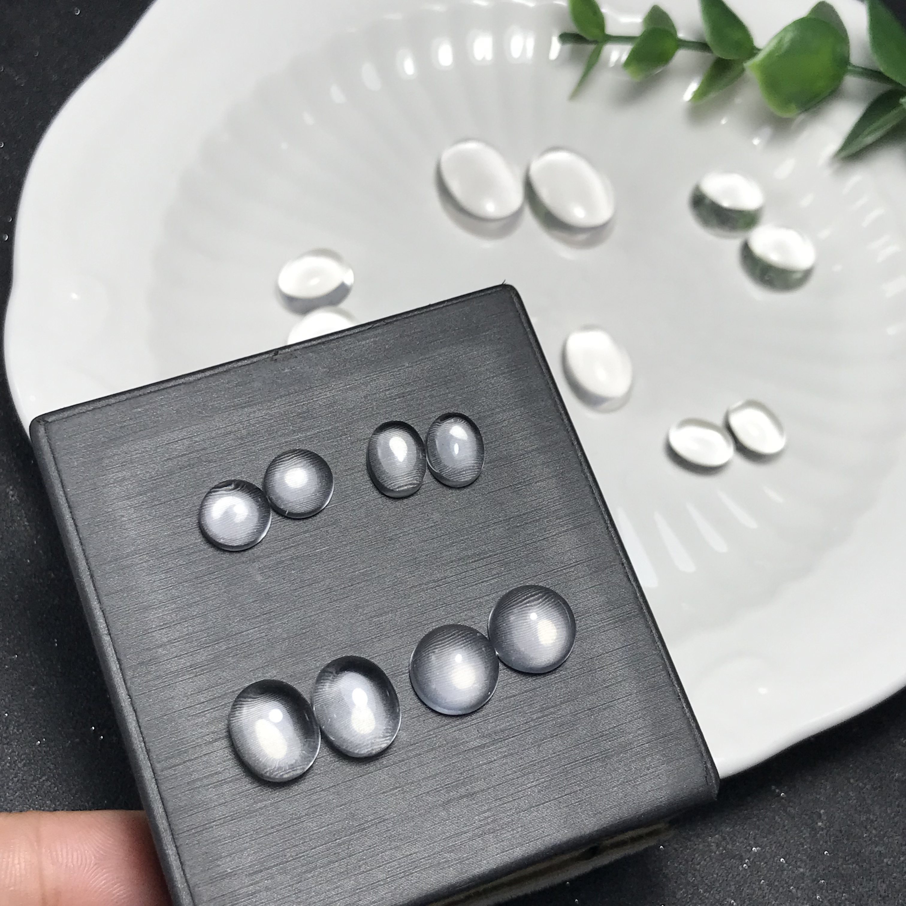 耳钉料！天然白水晶椭圆形蛋面裸石戒面镶嵌耳钉耳饰水晶棉裂体,淘宝优惠券,粉丝福利购,淘宝优惠卷