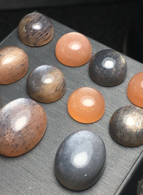 大颗粒黑骨干椭圆戒面水晶