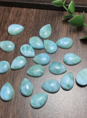 小水滴！天然海纹石戒面裸石10*14镶嵌绕线戒指吊坠打孔需备注