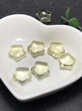 星星2 天然黄水晶无孔五角星裸石柠檬黄绕线耳坠手链 打孔需备注