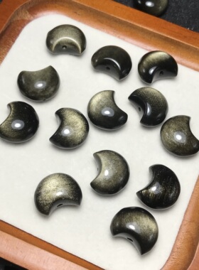 通孔月亮!天然金曜石小月亮猫眼