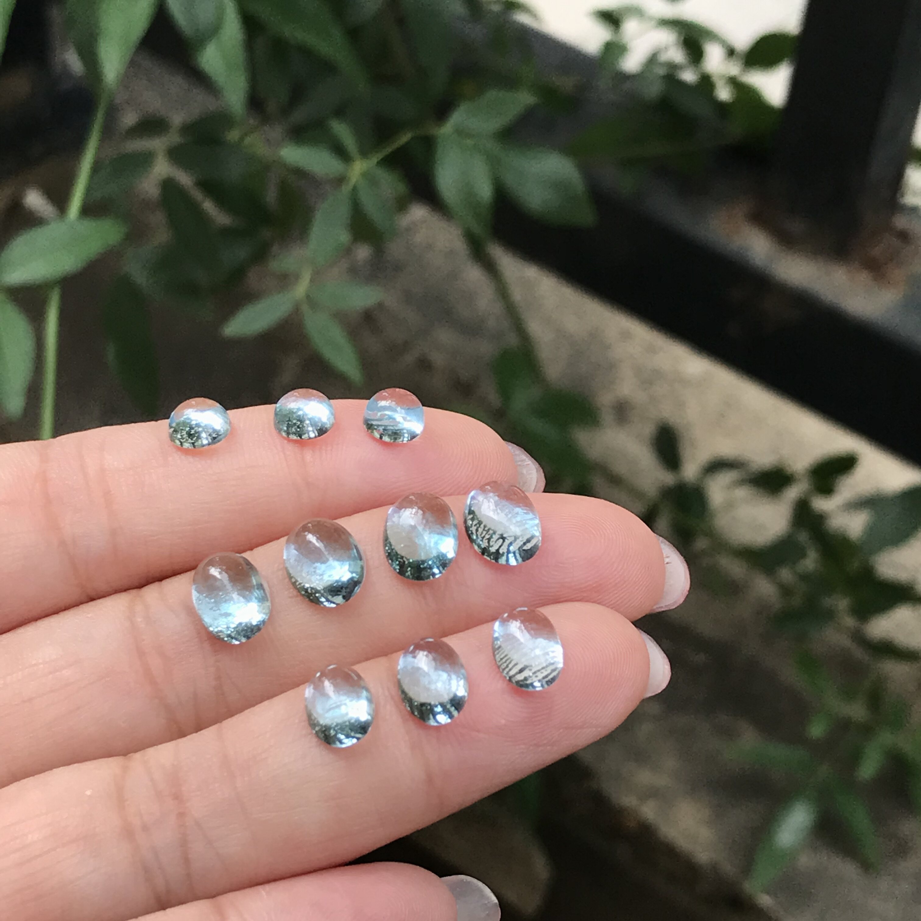 Natural blue topaz cabochon loose stone oval ring face
