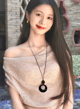 长款美拉德圆环时尚项链吊坠