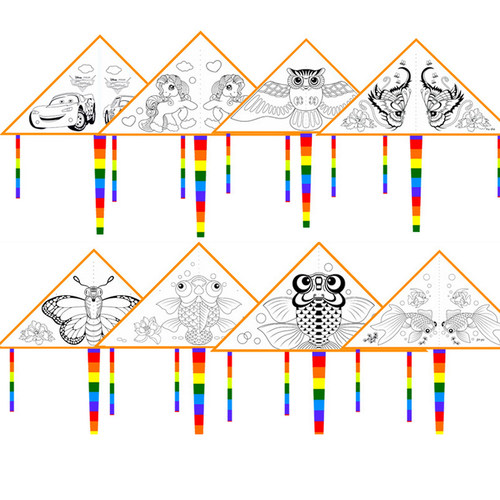风筝diy儿童手工绘画空白填色线稿幼儿园教学材料包涂鸦送画材线 - 图3