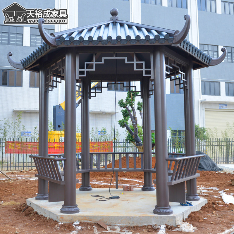 铝合金凉亭现代新中式户外庭院休闲四角六角凉亭室外别墅花园亭子_虎窝淘