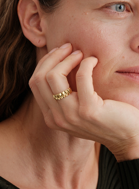 【CnHnOn脂肪商店】s925纯银简约小众设计南瓜纹都市时髦欧美戒指