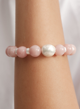 【CnHnOn脂肪商店】天然巴洛克珍珠粉澳宝欧泊幸运招桃花串珠手链