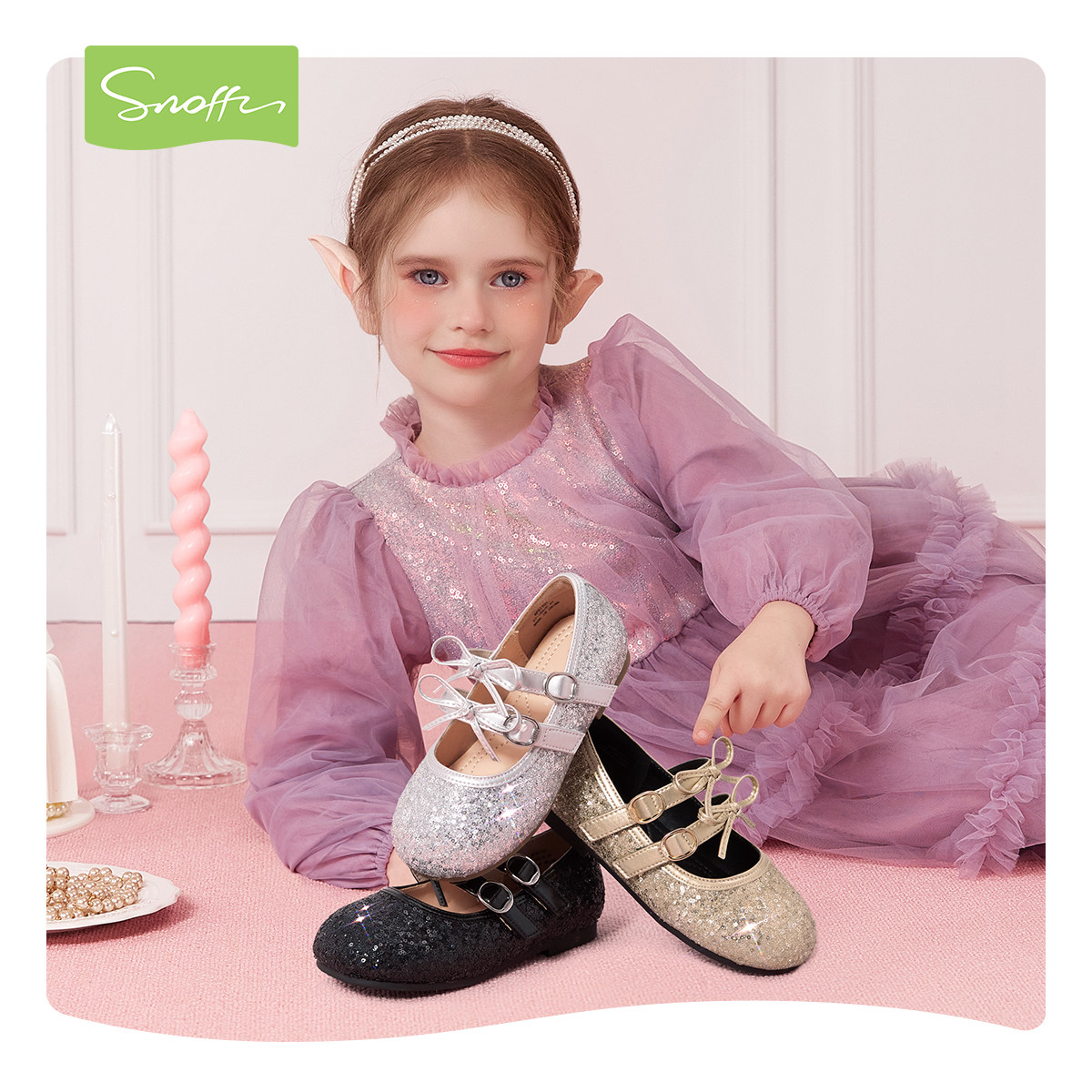 斯纳菲儿童水晶鞋女童公主鞋2026春秋新款小女孩亮闪闪软底单鞋子,淘宝优惠券,粉丝福利购,淘宝优惠卷