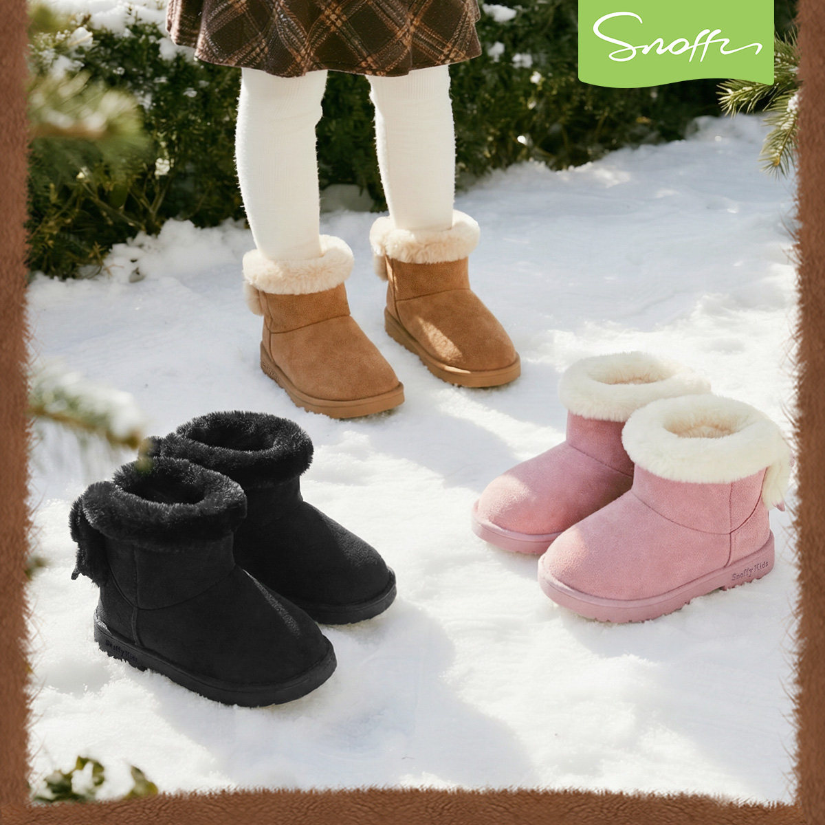 斯纳菲女童雪地靴冬季新款防滑加绒保暖新年红短靴儿童棉鞋中大童,淘宝优惠券,粉丝福利购,淘宝优惠卷