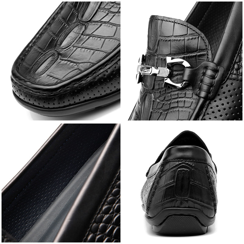 金利来男鞋夏季真皮鳄鱼纹镂空冲孔透气商务休闲男士皮凉鞋豆豆鞋,淘宝优惠券,粉丝福利购,淘宝优惠卷