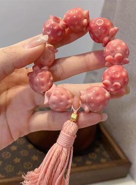 象牙果草莓手链搭配盐源玛瑙diy配件文玩佛珠手串时尚配饰隔珠串