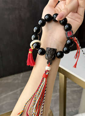 原创新款黑油沉香手串印尼老料