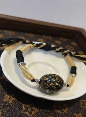 女款粉色大漆手串满螺钿大漆手绳