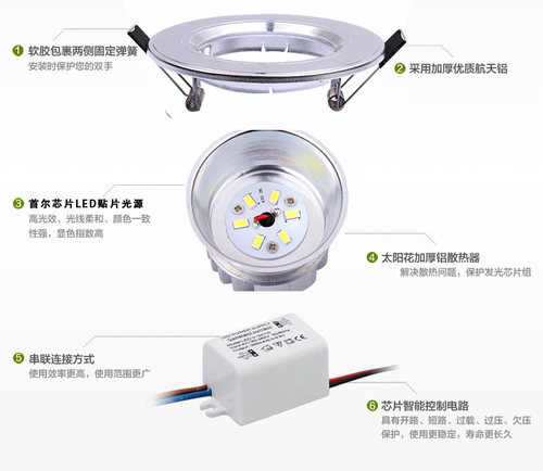 LED筒灯全套4寸6寸开孔洞铜天花灯18W经典老款铝嵌入式防雾桶灯 - 图1