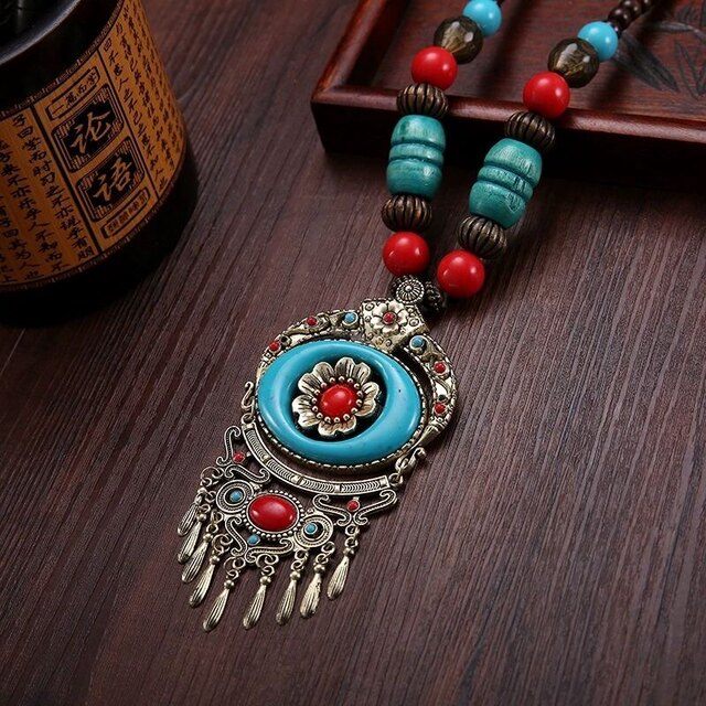 Sweater chain accessories gemstone pendant ເຄື່ອງປະດັບທິເບດ