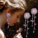 ຮັກຈາກໄກ Super Fairy Crystal Plum Blossom Earrings Women's Long Petal Tassel Versatile Forest Style Earrings Studs Earrings E1089