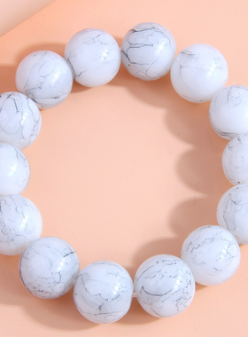 韩版时变绿白色玻璃珠气质手链