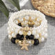 Stylish and simple starfish pendant crystal pearl pearl versatile multi-layered temperament ladies bracelet set 0753