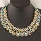 Korean style fashionable metal exaggerated crystal braided necklace