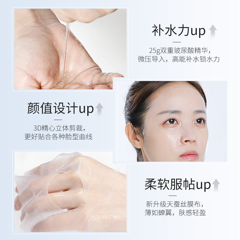 水密码旗舰店水密码补水保湿玻尿酸面膜贴女学生美白淡斑收缩毛孔男士睡眠免洗3