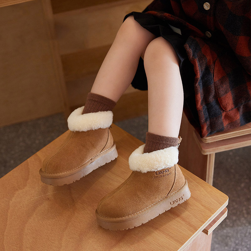 儿童雪地靴真皮2025冬季新款保暖大棉鞋女童雪地棉加绒加厚短靴子,淘宝优惠券,粉丝福利购,淘宝优惠卷