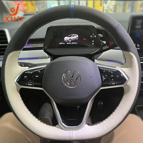 徐记大众手缝真皮方向盘套速腾帕萨特探岳迈腾把套高尔夫朗逸polo - 图1