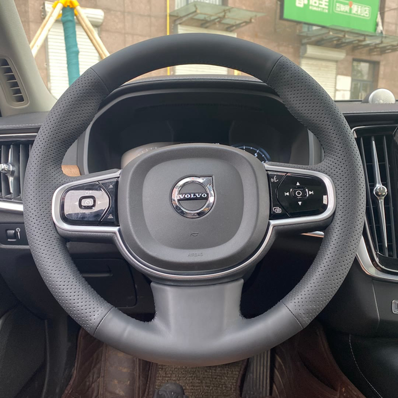 徐记沃尔沃xc60手缝真皮方向盘套xc90 s90 v40 s60l s80翻毛把套