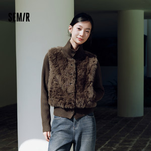 森马外套女冬毛绒拼接假两件翻领衣服2026新款温柔小个子百搭夹克