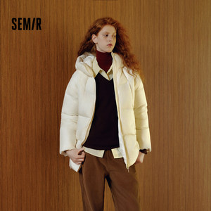轻松|森马羽绒服女冬中长款奶白色厚款三防龟背插肩2025新款外套