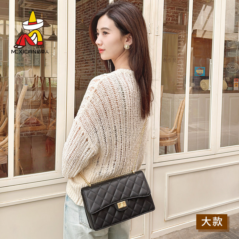 稻草人女包牛皮斜挎包2025新款女士包包高级感真皮单肩链条小方包,淘宝优惠券,粉丝福利购,淘宝优惠卷