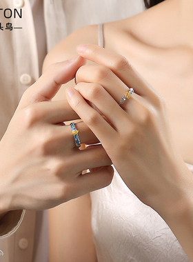 DOTON玫瑰与独角兽情侣对戒925银