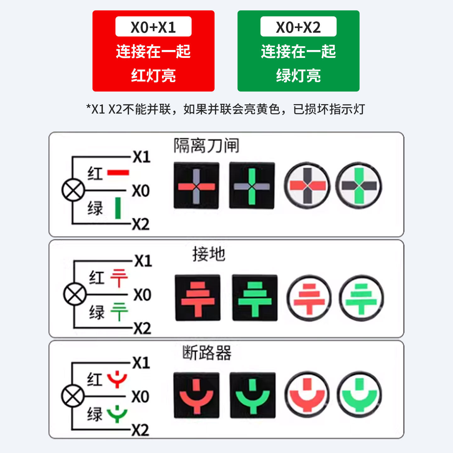 AD16-22SS红绿LED双色电源信号灯工作指示灯 22MM 12v24v220v,淘宝优惠券,粉丝福利购,淘宝优惠卷