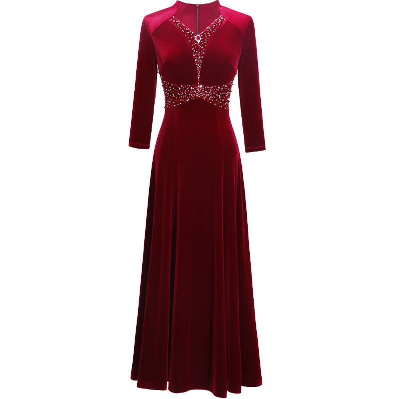 名兰世家原创设计手工喜妈妈连衣裙婚宴主持人端庄大气年会晚礼服