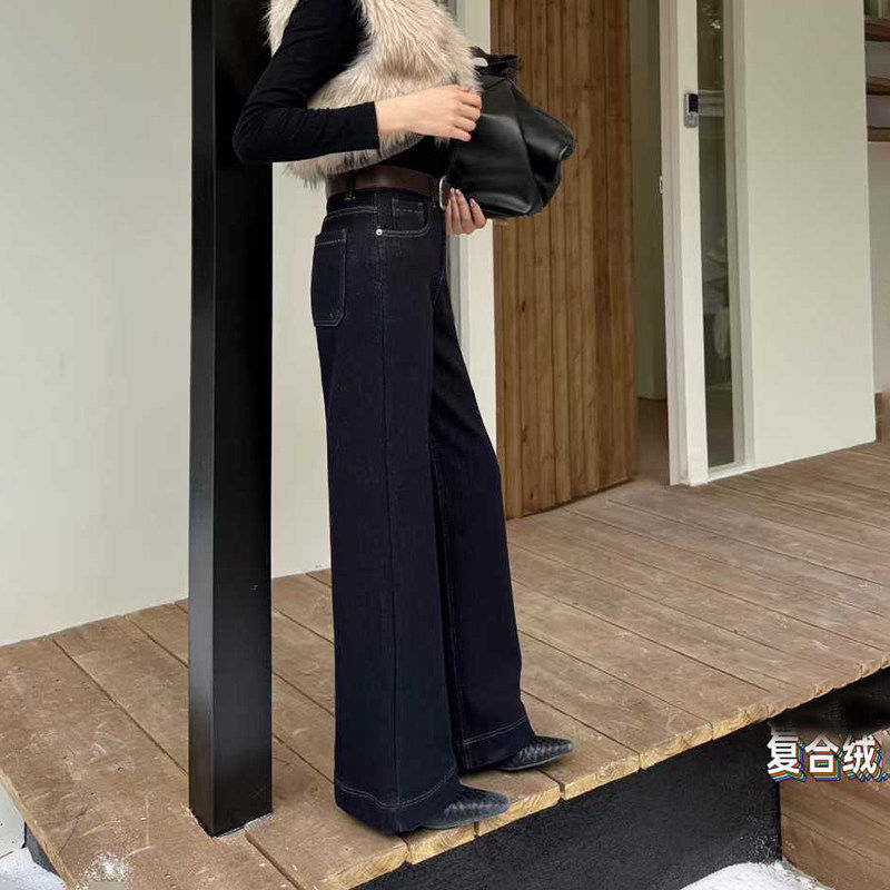 爆犀牛2025冬季新款加绒加厚宽松防褪色阔腿牛仔裤女垂感直筒长裤,淘宝优惠券,粉丝福利购,淘宝优惠卷