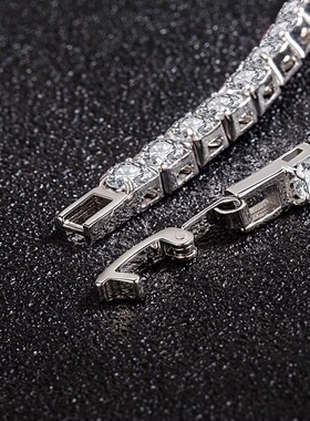 潮流轻奢银色网球手链金属质感冷冽男女款街头吸睛饰品时尚