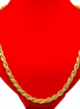 大金色链子7毫米粗麻花项链网红社会人项链粗链子男女款老板项链