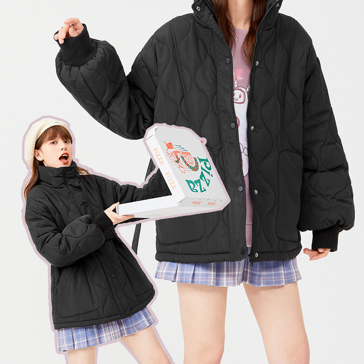 森马中长款立领外套宽松2021棉服 森马妙步棉衣/棉服