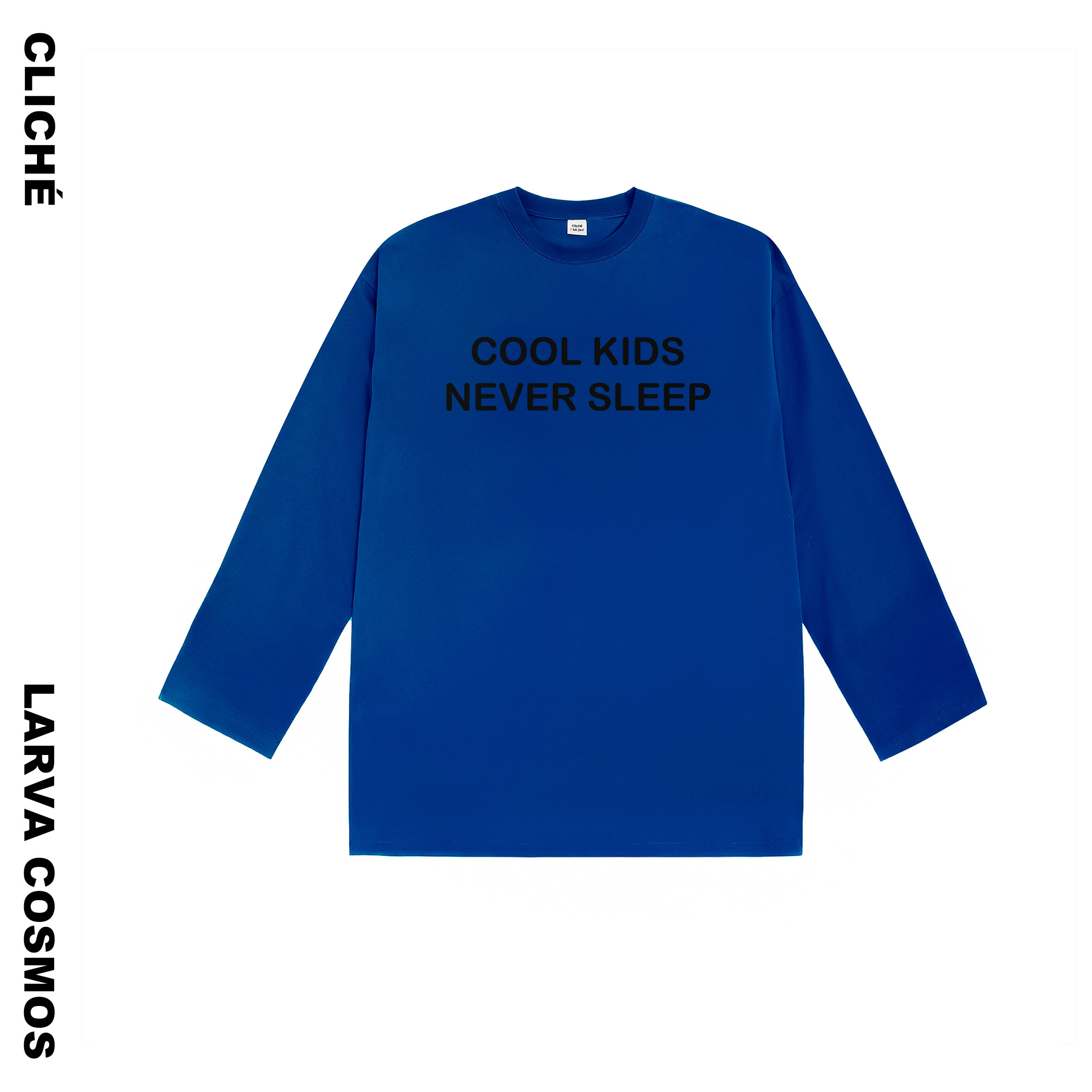 LarvaCosmos|字母标语磨毛印花长袖T恤