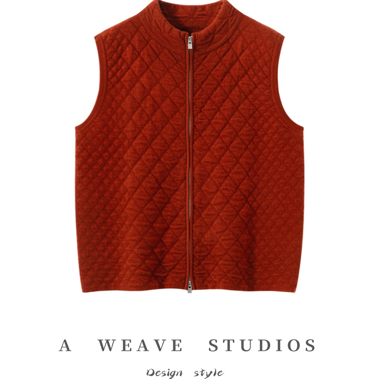 万能搭配100%纯山羊绒肌理感软糯女马甲立领拉链短款针织开衫坎肩 - 图2