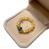 Natural blonde titanium crystal beaded ring female green ghost